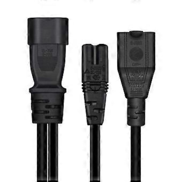 C14 Han til C7 + 5-15R Hun Y Splitter AC Konverteringskabel til Printer Scanner