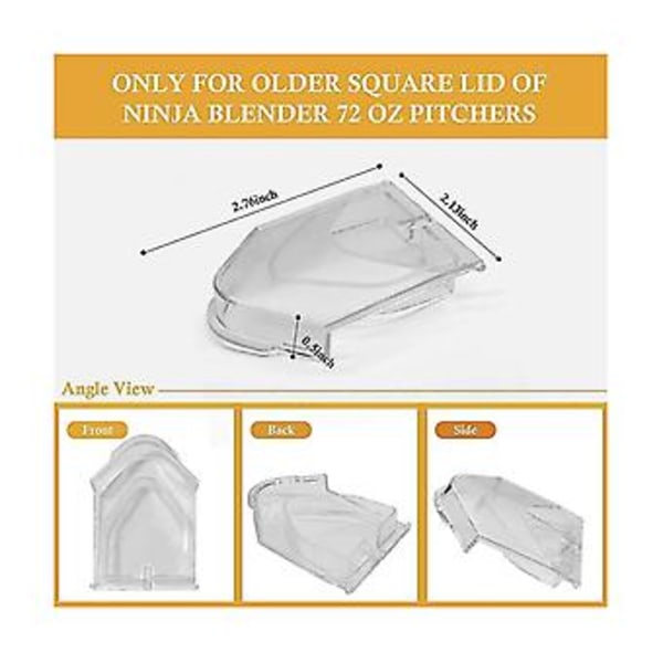 2 stk. tutdeksel for Ninja blenderlokk, for Ninja blender 72oz kanne lokk klaff tutdeksel, klar