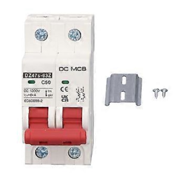 SG DC Miniature Strømafbryder 2P 50A DC1000V 6000A Brydeevne DIN Skinne Montering til Solcelle PV System DZ47s 63Z C50