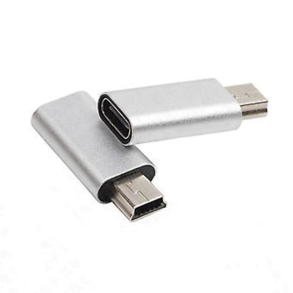 2st Usb C Till Mini Usb 2.0 Adapter För Mp3 Dash Cam, silver