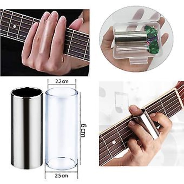 1 Glas Slide, 1 Stål Slide och 1 Guldgitarr Slide, 10 st Gitarrplektrum