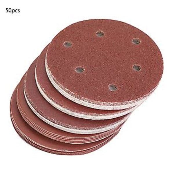 50 st Slippapper 125mm Runda, 40-800 Korn Blandade Sandpapper för Trä & Metall, Högkvalitativt Sandpapper, 10 Olika Grovlekar för Polering &