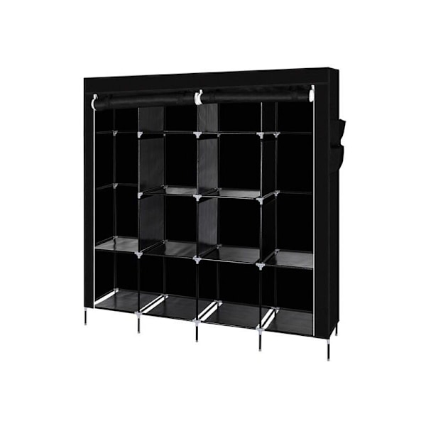 67" Clothes Closet Portable Clothes Storage Cabinet 12 Shelves 4 Side Pockets Black - Modular RWDressing