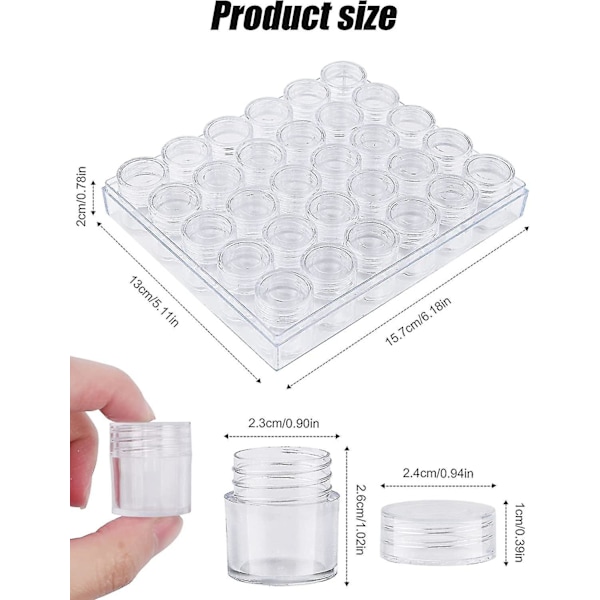 Transparent nagelborr pärla förvaringslåda - 30 rutnät diamantbroderi arrangör