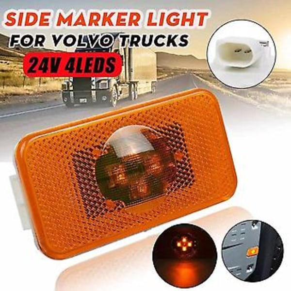 24v Bil Lastbil LED Sidemarkeringslys Gul Indikatorlampe 4 LED Til Volvo Lastbiler Fm/fh