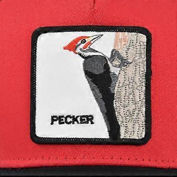 PECKER Broderad Baseballkeps Hackspett Patch Broderad Keps Mesh Keps Böjd Skärm Solskydd