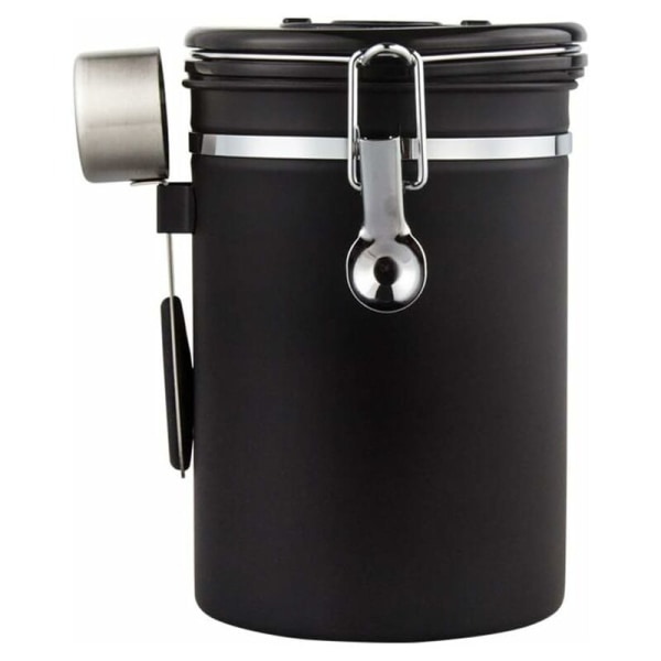 Kaffebeholder, Kaffebeholder med rustfrit stålske, 1,5 liter Kaffebeholder til bønner, pulver, te, nødder, kakaopulver opbevaringstank (