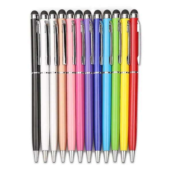 Stylus Pen och Ink Pen Set 12-pack Universal 2-i-1 Kapacitiv Stylus Kompatibel med alla Kapacitiva Touch Devices Stylus
