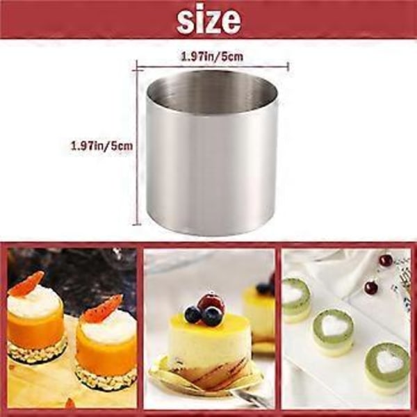 6 Stykker Rund Kjekskutter Rustfritt Stål Mousse Ring Mini Sirkel Kakestikkere Steke Egg Ringer Bakeverktøy