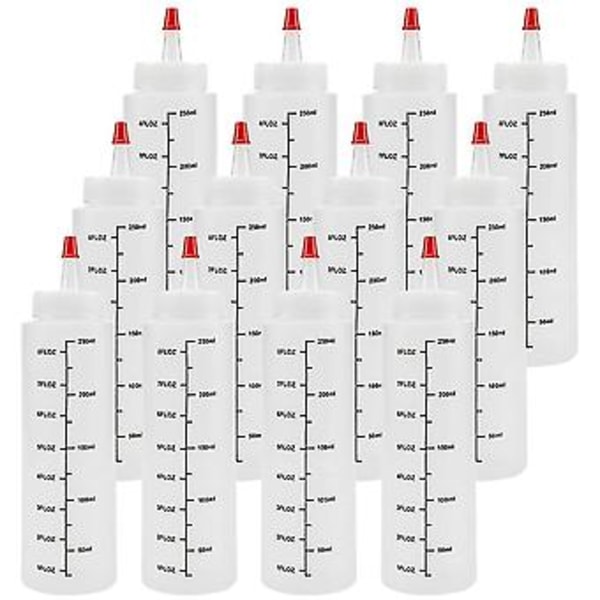 12-pack 8 Oz Kryddsås Klämflaskor Med Röd Topp - Hållbar Sprutflaska För Ketchup