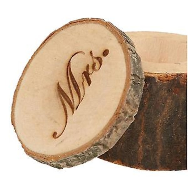 2 stk. & Mrs. Shabby Chic Rustikk Bryllupsring Puteputeholderboks Laget av Tre