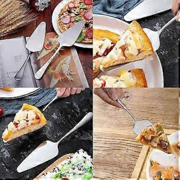 2 Stykker Kakespade, pizzaspade, taggete kant rustfritt stål kakeserver bakestekespader (4-d-1)