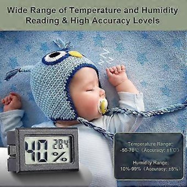 Mini Hygrometer Termometer Hygrometer LCD-skärm Fuktighetstemperaturmätare Fuktighetsmätare Indikator Rumstermometer För Växthus, Bilar, H