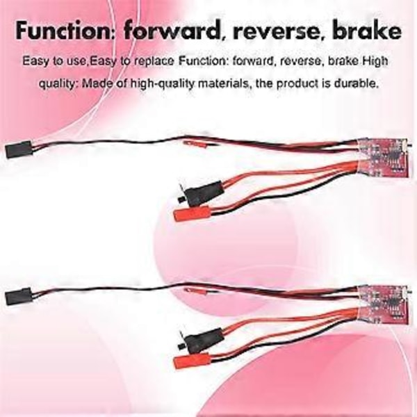 2 STK RC Bil 30A ESC Fremad Bak Børste Bremse Dobbeltvejs ESC Motor Hastighedsregulator til 1/16 1/18 1/24 Bil Båd Tank