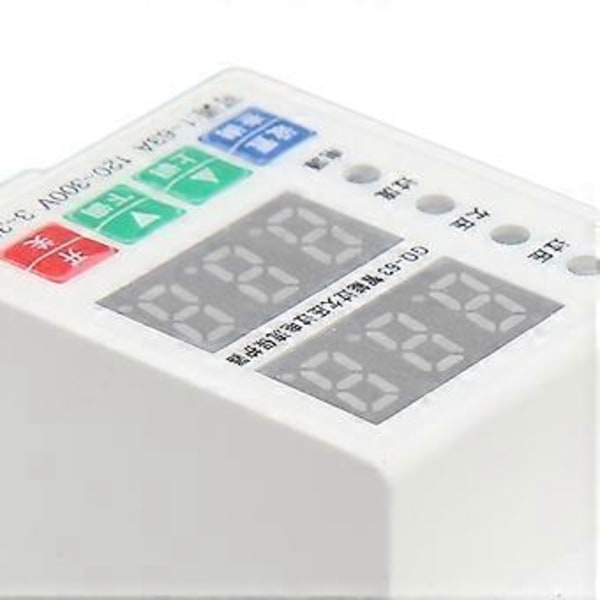 2-fas DIN-skena Voltmeter Automatisk Justerbar Överspännings- och Överströmskydd Strömbrytare 120-300V 1A-63A