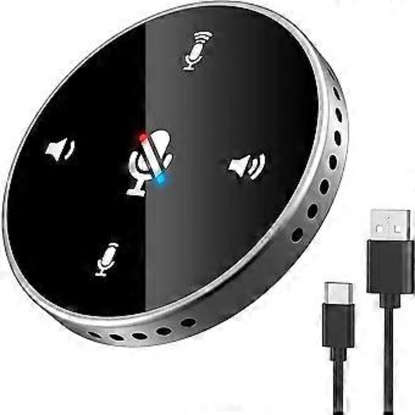 USB Dator Mikrofon Med Högtalare, Rundstrålande Mikrofon Med 360° Röstupptagning, Med Mute/Volym/Mikrofon Touch Sensor Knapp