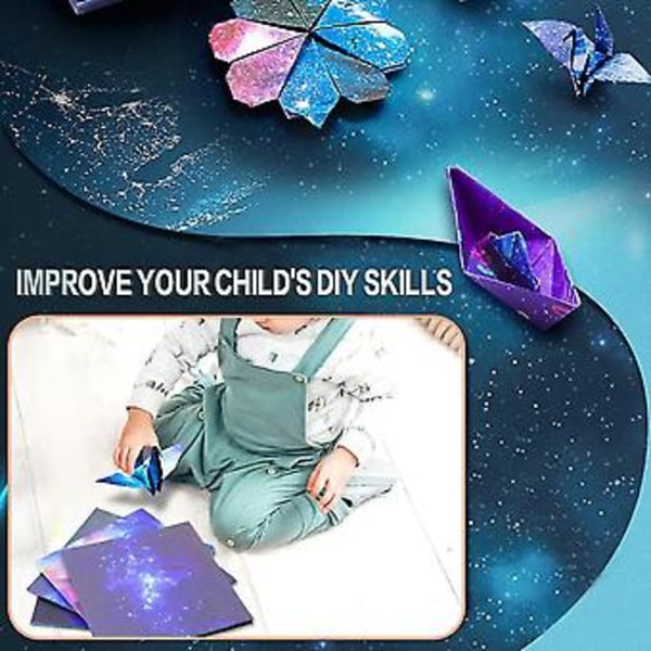 200 ark Galaxy Space Stars Mönster Origami Papper, Dubbelsidigt Färgat Origami Papper För Konst Cr