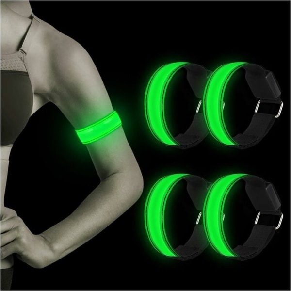 LED Wristband, 4 Pieces Reflective LED Wristband Bracelet Light Band Childre