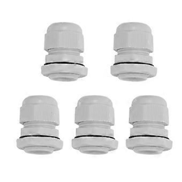 5 X M20 20mm Valkoinen Vedenpitävä Puristuskaapelitiiviste Lukko