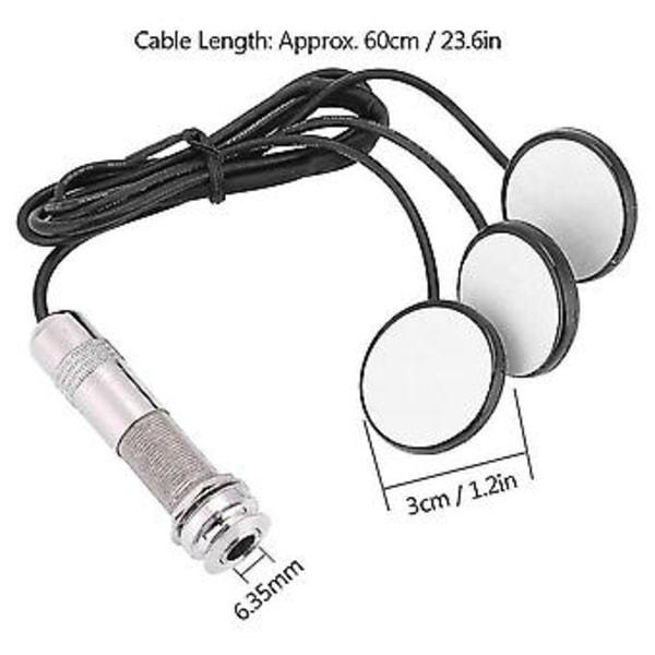 Gitarrpickup 3x Piezo Pickup Transducer För Akustisk Gitarr Ukulele Mandolin Instrument
