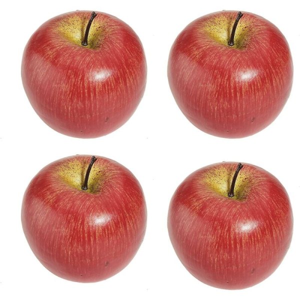 4 artificial red apples-decorative fruits