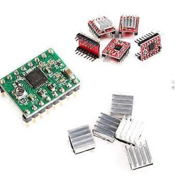 5st A4988 StepStick Pololu Stegmotordrivarmodul + Kylfläns för RepRap 3D Ramps