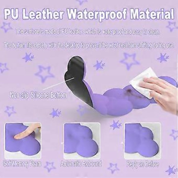 Moln Handledsstöd Kit Tangentbord Handledsstöd Mus Handledsstöd Memory Foam Handlovsstöd för Tangentbord Mus Halkfri Lila