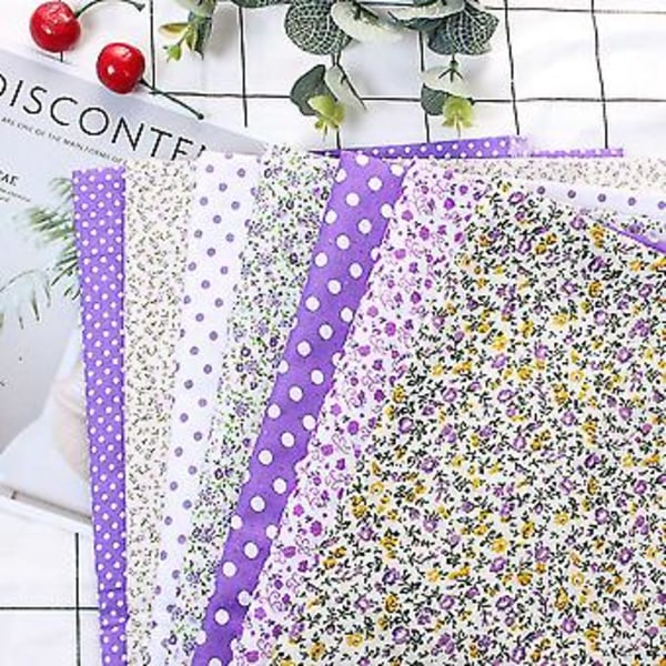 7 st 25*25cm Bomullstyg DIY Blandade Rutor Förklippt Sängkläder Kit Kvartals Bundle Lila Prick