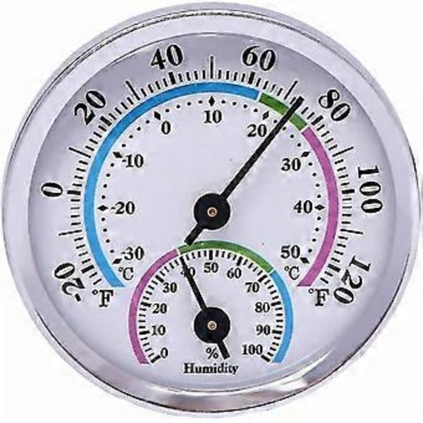 Utendørs Termometer Hygrometer Dial Veggoppheng Høy-presisjons Temperatur Fuktighetsmåler Tester For Rom Drivhus (2 stk, Hvit)
