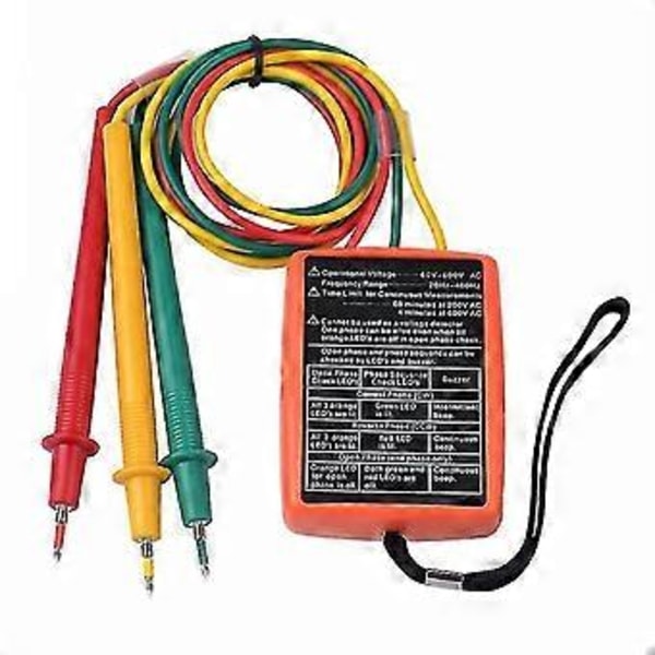 Ny 3-Fase Sekvens Rotations Tester Indikator Detektor Måler LED Buzzer Med Bærbar Pose TD-LED