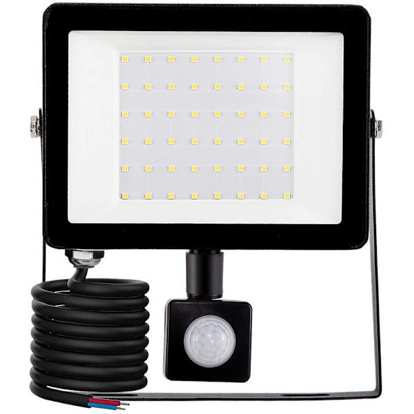 Udendørs LED-Overlygte, 50W Bevægelsessensor Udendørs Lys 6500K Udendørs LED-Spotlight, IP66 Sikkerhedsl lampe, til Have Byggeplads Terrasse