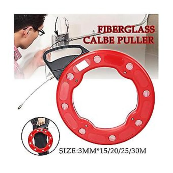 15-30mm Meter Glassfiber Kabeltrekker Fleksibel Glider Svivel Fisketape Bærbar Rull Kanal Duct W