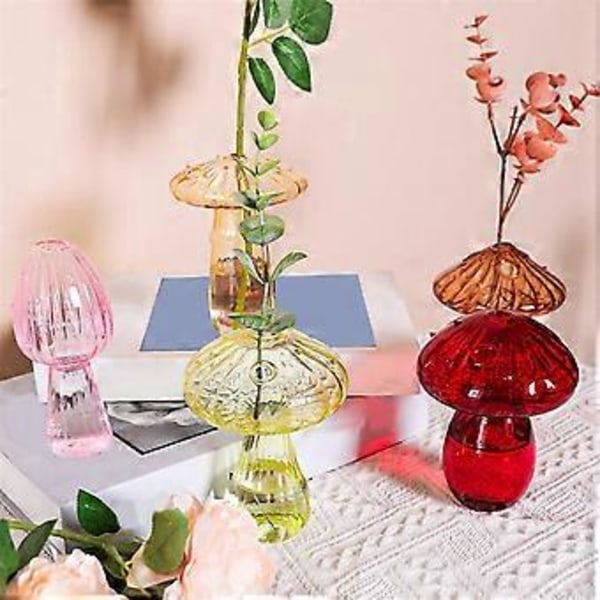Svamp Glasplanteringskärl, Set med 5 Färgade Växtförökningsstationer, Mini Terrarium för Växter, Unik Liten Glasvas
