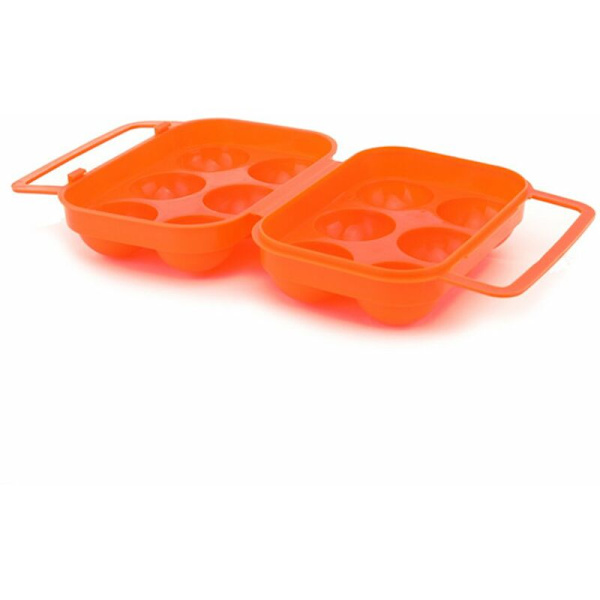 Utendørs bærbar camping 6 egg bærebeholder etui egg bæreholder egg oppbevaringsboks etui med håndtak oransje