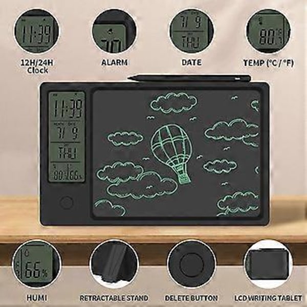 Hygrometer Termometer 9,5 Tum LCD Skrivtavla Elektronisk Digital Anteckningsbok För Semester