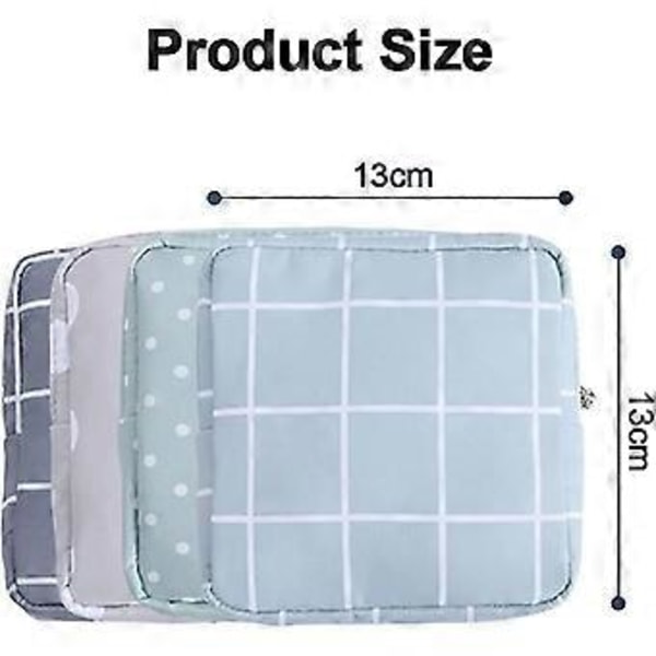 Sanitetsbind Oppbevaringspose, 4 Pakke Vanntette Sanitetsbindposer Med Glidelås (polkadotter + Rutenett)(4-d-1)