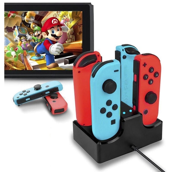 Switch-håndtak med fire ladestasjoner for Joycon, seteladning, liten håndtak, seteladning 4-i-1