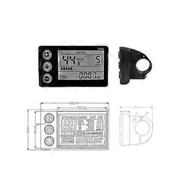 LCD-S866 Elektrisk Cykel LCD Display Meter 24V 36V 48V E-cykel Kontrolpanel Med Vandtæt Stik Ebik
