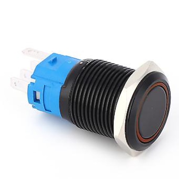 2 KPL 12 VDC 16 mm Painonappikytkin, 5-nastainen itselukittuva, IP65 vedenpitävä, keltainen valo, kestävä, helppo asentaa, autoon, veneeseen, teollisuuskäyttöön