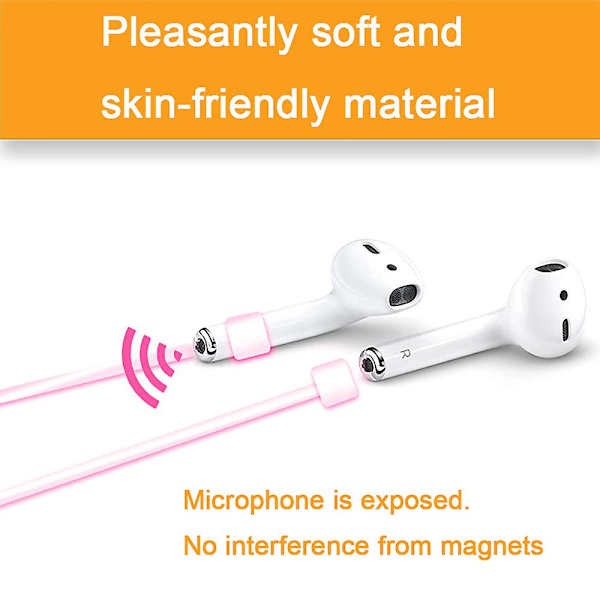 2 par magnetiske anti-tabte stropper til Airpods, blød silikone sports snor med nakke reb ledning, sikrer dine Airpods