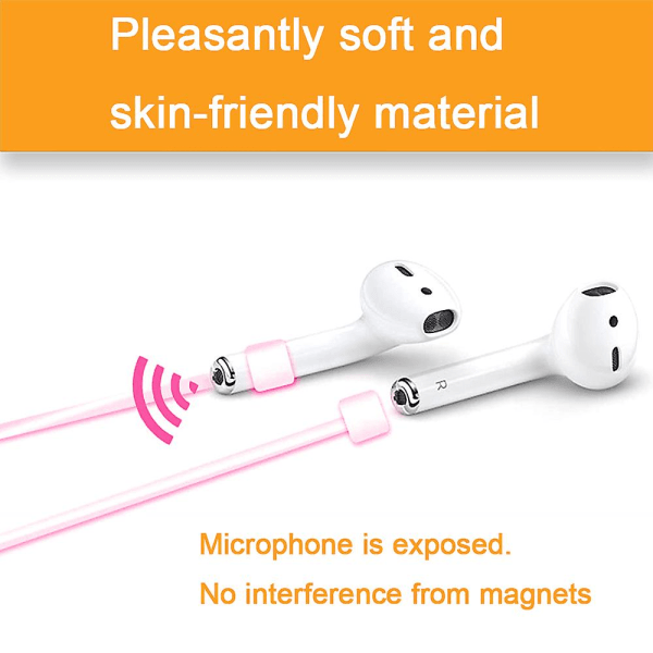 2 par magnetiske anti-tabte stropper til Airpods, blød silikone sportsnøgle med nakkesnor, sikre dine Airpods