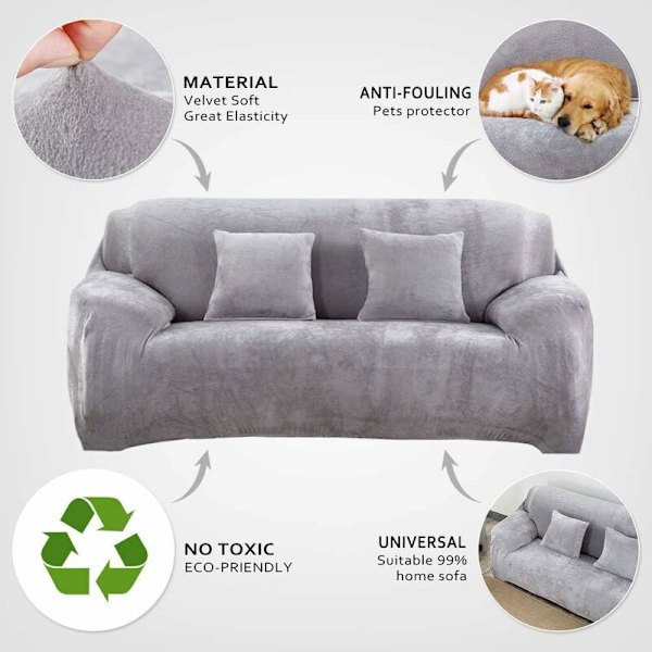 Sofaovertræk 1 2 3 4 sæder (pude ikke inkluderet) Ensfarvet fløjlsbeskyttende betræk Nem at installere Strækbar elastisk stof Maskinvaskbar Sofa C