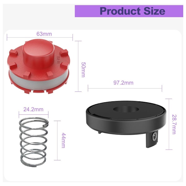 Linespoler kompatible med Einhell GE-CT 36/30Li E buskryddere, erstatter Einhell 3405096 erstatningsspoler. (3 reservespoler + 1 buskrydderdeksel)