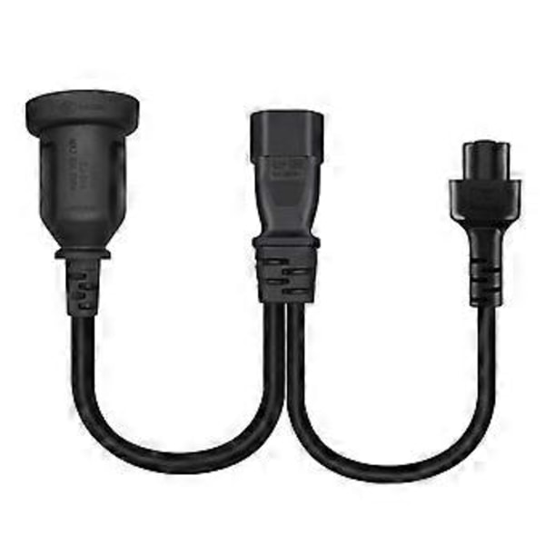 Y-splitter Adapterledning IEC320 C14 Hanstik til C5+AU 3-huls Hunstik Strømkabel