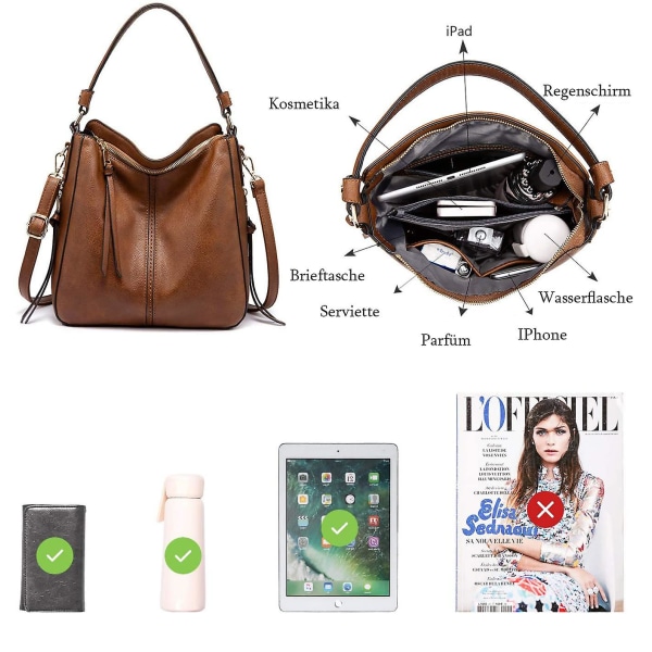 Äkta Handväska Dam Shopper Bag Tote Läder Axelväska Stor Axelväska Dam Elegant Handväska Med Tofs Avtagbar Axelrem,