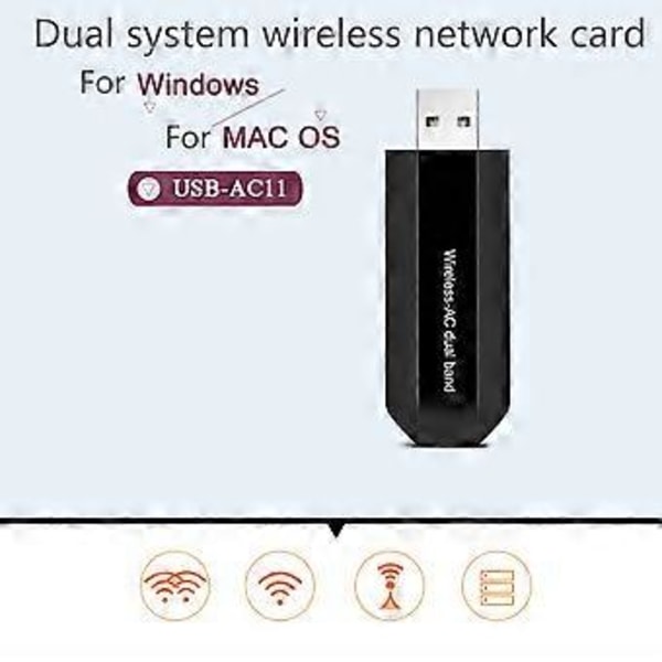 AC11 2.4G/5G 600Mbps Wifi Adapter USB Trådløst Nettverkskort USB Dongle AP Dual Band Wi-Fi Lan Ethernet 600M RTL8811AU