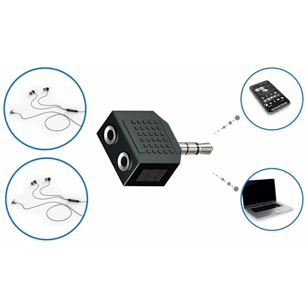 2X 3,5 mm Jack Stereo Adapter, Audio Splitter 1x 3,5 mm Jack Stik til 2X 3,5 mm Jack Stik Audio Jack Splitter