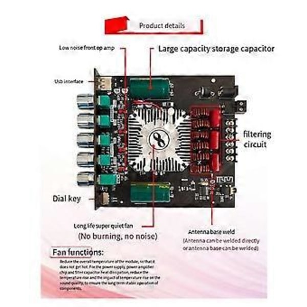 -HT21 2.1 Subwoofer Kanal Bluetooth Digital Effektforstærker Board Modul Høj og Lav Tone Subwoofer 160WX2+220W