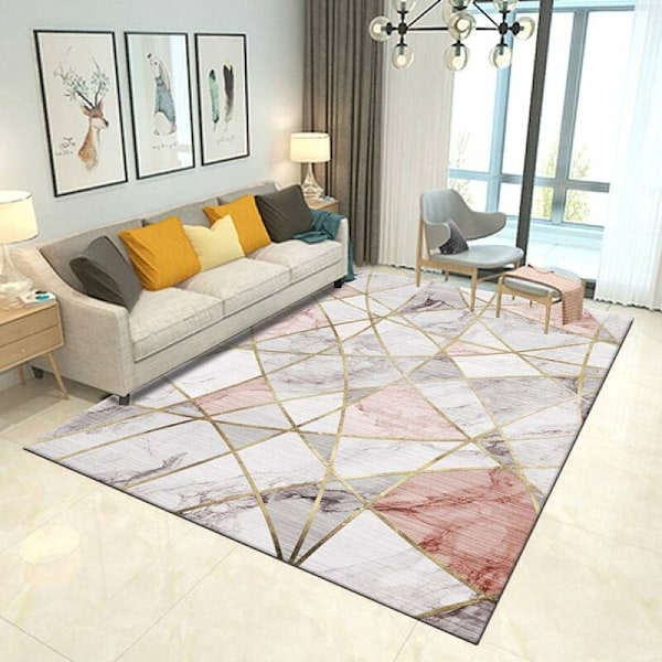 Geometrisk design mattor mattor hus mattor mattor vardagsrumsmatta geometrisk modern stil grå rosa slitstark matta sovrum tvättad