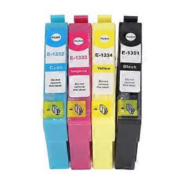 4 st Bläckpatroner Svart Cyan Magenta Gul Jämn Exakt Klar Anti-blekning Skrivarbläckpatron för Stylus T1351 T1332 T1333 T1334